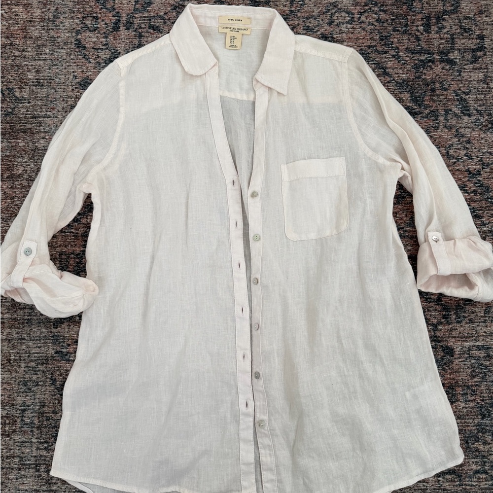 Christian Siriano Cream Linen Shirt
